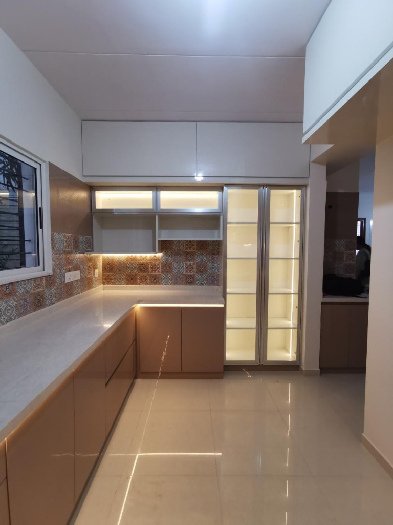 Luxe Gold & Glass Modular Kitchen